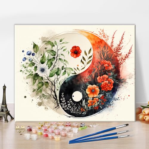 TISHIRON DIY Ölmalerei Kit, Klatsch und Blumen Malen nach Zahlen für Erwachsene, Abstraktion Pflanze Malen nach Zahlen mit Pinsel und Pigment, Canvas Kunst für Wanddekoration, 40x50 CM, Rahmenlos TISHIRON DIY Ölmalerei Kit, Klatsch und Blumen Malen nach Zahlen für Erwachsene, Abstraktion Pflanze Malen nach Zahlen mit Pinsel und Pigment, Canvas Kunst für Wanddekoration, 40x50 CM, Rahmenlos von TISHIRON