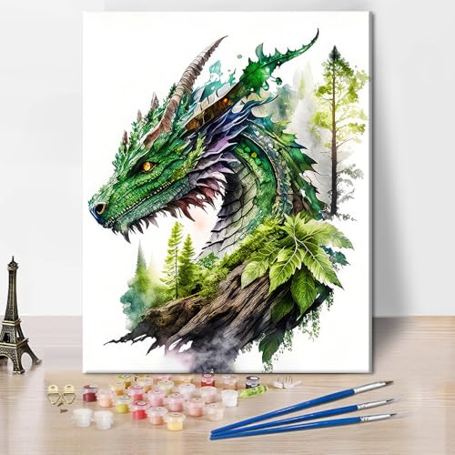 TISHIRON Drache Im Wald Aquarell Malen Nach Zahlen Kit Für Erwachsene Anfänger Grüner Drache DIY Acrylmalerei Kit Wasserfarben Malen Kunst Und Handwerk Für Erwachsene 40x50cm Ohne Rahmen TISHIRON Drache Im Wald Aquarell Malen Nach Zahlen Kit Für Erwachsene Anfänger Grüner Drache DIY Acrylmalerei Kit Wasserfarben Malen Kunst Und Handwerk Für Erwachsene 40x50cm Ohne Rahmen von TISHIRON