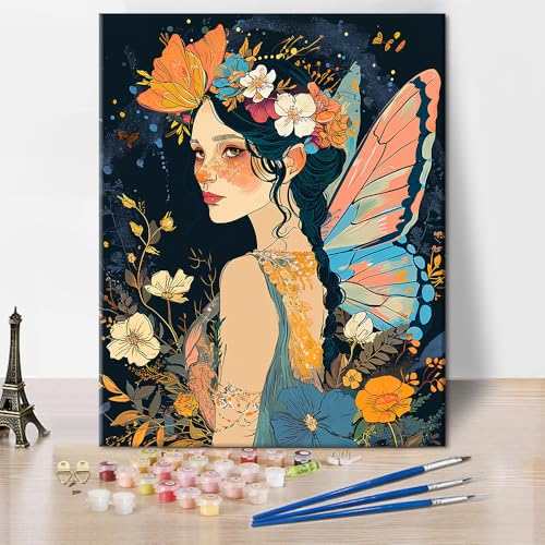 TISHIRON Eine Fee mit wunderschönen Flügeln Malen nach Zahlen für Erwachsene, DIY Digitales Ölgemälde-Set auf Leinwand mit Pinseln Artwork für Heimdekoration, 40 x 50 cm TISHIRON Eine Fee mit wunderschönen Flügeln Malen nach Zahlen für Erwachsene, DIY Digitales Ölgemälde-Set auf Leinwand mit Pinseln Artwork für Heimdekoration, 40 x 50 cm von TISHIRON