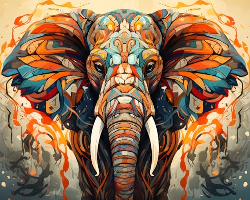 TISHIRON Elefant Malen nach Zahlen Erwachsene, Farbige Elefanten Malen nach Zahlen, Malen nach Zahlen de Pinsel und Acrylfarbe, 16X20 Inch Elefant Flammen Malen nach Zahlen Erwachsene Familie Freunde TISHIRON Elefant Malen nach Zahlen Erwachsene, Farbige Elefanten Malen nach Zahlen, Malen nach Zahlen de Pinsel und Acrylfarbe, 16X20 Inch Elefant Flammen Malen nach Zahlen Erwachsene Familie Freunde von TISHIRON
