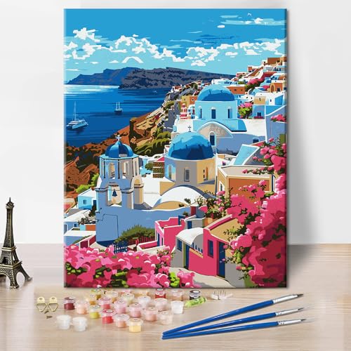 TISHIRON Erwachsene Malen nach Zahlen Santorini Landschaft Malen nach Zahlen Set Modern DIY Küstenstadt Malerei Europäische Landschaft Gemälde Kunstwerk Wandkunst Dekoration für Zuhause 16x20 Zoll TISHIRON Erwachsene Malen nach Zahlen Santorini Landschaft Malen nach Zahlen Set Modern DIY Küstenstadt Malerei Europäische Landschaft Gemälde Kunstwerk Wandkunst Dekoration für Zuhause 16x20 Zoll von TISHIRON