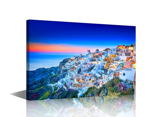 TISHIRON Europa Griechenland Wanddekoration Santorini Island Skyline Leinwand Wandkunst Sonnenuntergang Meer Modernes Kunstwerk für Büro Bild Druck auf Leinwand Wanddekorationen gerahmt fertig zum TISHIRON Europa Griechenland Wanddekoration Santorini Island Skyline Leinwand Wandkunst Sonnenuntergang Meer Modernes Kunstwerk für Büro Bild Druck auf Leinwand Wanddekorationen gerahmt fertig zum von TISHIRON