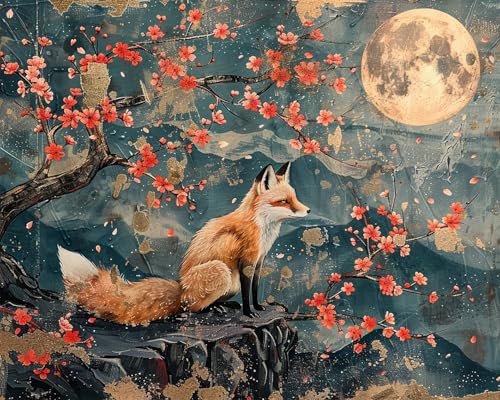 TISHIRON Fawkes Malen nach Zahlen Erwachsene, Mond und Sterne Malen nach Zahlen, Malen nach Zahlen de Pinsel und Acrylfarbe, 16X20 Inch Kirschblüten Malen nach Zahlen Erwachsene Familie Freunde TISHIRON Fawkes Malen nach Zahlen Erwachsene, Mond und Sterne Malen nach Zahlen, Malen nach Zahlen de Pinsel und Acrylfarbe, 16X20 Inch Kirschblüten Malen nach Zahlen Erwachsene Familie Freunde von TISHIRON