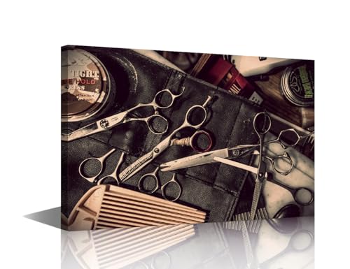 TISHIRON Haircut Tools Leinwand Wandkunst für Schlafzimmer Vintage Friseursalon Wandgemälde für Wohnzimmer Barbershop Büro Moderne Wandkunst Bilder Druck auf Leinwand Giclée gerahmt fertig zum TISHIRON Haircut Tools Leinwand Wandkunst für Schlafzimmer Vintage Friseursalon Wandgemälde für Wohnzimmer Barbershop Büro Moderne Wandkunst Bilder Druck auf Leinwand Giclée gerahmt fertig zum von TISHIRON