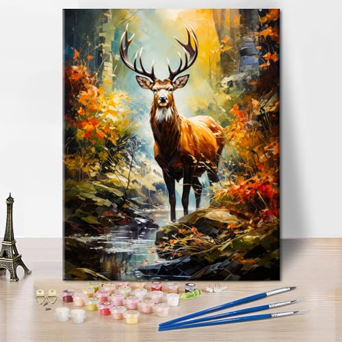 TISHIRON Hirsch im Wald Ölmalerei nach Zahlen für Erwachsene Abstraktes Tier Malen nach Zahlen für Anfänger Kinder Leinwand für Malerei Acryl Pigment Kunsthandwerk für Home Office 16 "x20(Frameless) TISHIRON Hirsch im Wald Ölmalerei nach Zahlen für Erwachsene Abstraktes Tier Malen nach Zahlen für Anfänger Kinder Leinwand für Malerei Acryl Pigment Kunsthandwerk für Home Office 16 "x20(Frameless) von TISHIRON