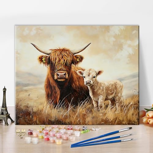 TISHIRON Hochlandkuh Malen nach Zahlen Erwachsene, Malen nach Zahlen Bausatz für Erwachsene Tiere, DIY Ölmalerei nach Zahlen für Zuhause Wanddekoration, Acrylmalerei Bausätze 40 x 50 cm(rahmenlos) TISHIRON Hochlandkuh Malen nach Zahlen Erwachsene, Malen nach Zahlen Bausatz für Erwachsene Tiere, DIY Ölmalerei nach Zahlen für Zuhause Wanddekoration, Acrylmalerei Bausätze 40 x 50 cm(rahmenlos) von TISHIRON