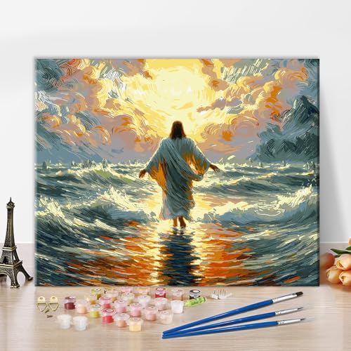 TISHIRON Jesus Malen nach Zahlen Kits für Erwachsene Religiöser Glauben Malen nach Zahlen Sonnen und Meereslandschaft Malen nach Zahlen Wandkunst Jesus Heiliges Licht Malen nach Zahlen 16x20 Zoll TISHIRON Jesus Malen nach Zahlen Kits für Erwachsene Religiöser Glauben Malen nach Zahlen Sonnen und Meereslandschaft Malen nach Zahlen Wandkunst Jesus Heiliges Licht Malen nach Zahlen 16x20 Zoll von TISHIRON