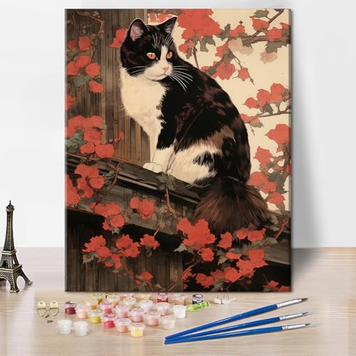 TISHIRON Katze Malen Nach Zahlen, Japanische Malerei Malen Nach Zahlen Erwachsene, DIY Handgemaltes Ölgemälde Set Mit 3 Bürsten Rahmenlose Leinwand Für Die Heimdekoration - 16 * 20 Zoll TISHIRON Katze Malen Nach Zahlen, Japanische Malerei Malen Nach Zahlen Erwachsene, DIY Handgemaltes Ölgemälde Set Mit 3 Bürsten Rahmenlose Leinwand Für Die Heimdekoration - 16 * 20 Zoll von TISHIRON