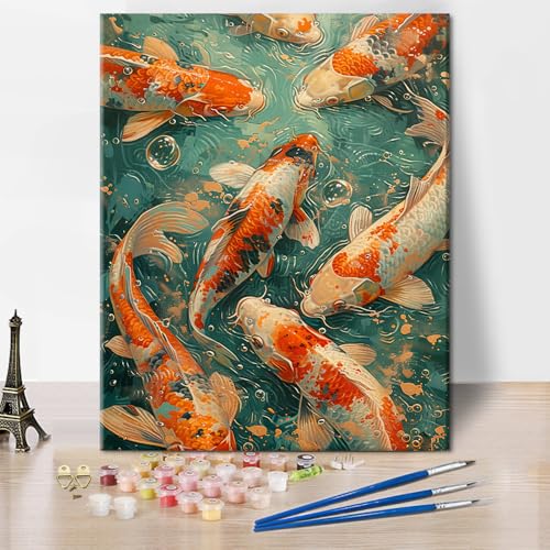 TISHIRON Koi Malen Nach Zahlen Erwachsene, Japanischer Fisch Malen-Nach-Zahlen, Malen Nach Zahlen Kits Auf Leinwand, DIY Handgemalt Ölgemälde Kit Mit Pinseln Ohne Rahmen Geschenk - 16 * 20 Zoll TISHIRON Koi Malen Nach Zahlen Erwachsene, Japanischer Fisch Malen-Nach-Zahlen, Malen Nach Zahlen Kits Auf Leinwand, DIY Handgemalt Ölgemälde Kit Mit Pinseln Ohne Rahmen Geschenk - 16 * 20 Zoll von TISHIRON