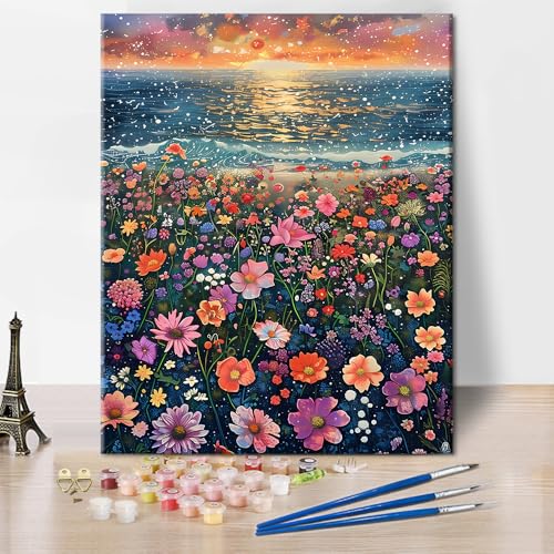TISHIRON Malen Nach Zahlen, Blumen Wasseroberfläche DIY ölgemälde auf Leinwand Set, Malen Nach Zahlen Landschaftsmalerei Malen Nach Zahlen Kits Malen nach Zahlen Erwachsene, 40x50cm von TISHIRON