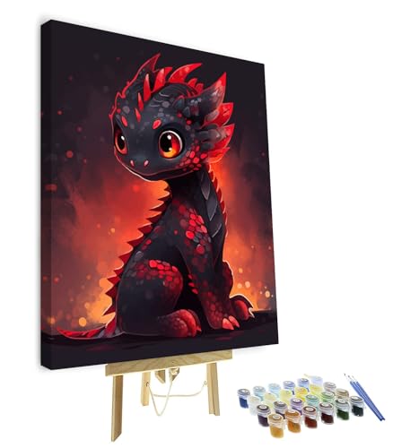 TISHIRON Malen Nach Zahlen Drache DIY Malen Nach Zahlen Kit Für Erwachsene Und Kinder DIY Leinwandmalerei Nach Zahlen Aquarell-ölgemälde Acrylmalerei Kunsthandwerk Umrahmt 16x20 Zoll von TISHIRON
