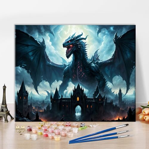TISHIRON Malen Nach Zahlen Erwachsene, Drachen Malen-Nach-Zahlen, DIY Handgemalt Ölgemälde Set Auf Leinwand Mit Pinseln Fantasy-Tierwelt Malset Wanddekoration Für Zuhause, 40x50cm TISHIRON Malen Nach Zahlen Erwachsene, Drachen Malen-Nach-Zahlen, DIY Handgemalt Ölgemälde Set Auf Leinwand Mit Pinseln Fantasy-Tierwelt Malset Wanddekoration Für Zuhause, 40x50cm von TISHIRON