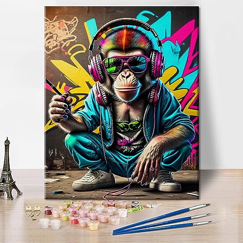 TISHIRON Malen Nach Zahlen Erwachsene, Graffiti Ölgemälde Malen Nach Zahlen Kits, Tiere Malen-Nach-Zahlen DJ Affe Mit Kopfhörer Und Sonnenbrille Malen Nach Zahlen - Ohne Rahmen 16 * 20 Zoll TISHIRON Malen Nach Zahlen Erwachsene, Graffiti Ölgemälde Malen Nach Zahlen Kits, Tiere Malen-Nach-Zahlen DJ Affe Mit Kopfhörer Und Sonnenbrille Malen Nach Zahlen - Ohne Rahmen 16 * 20 Zoll von TISHIRON