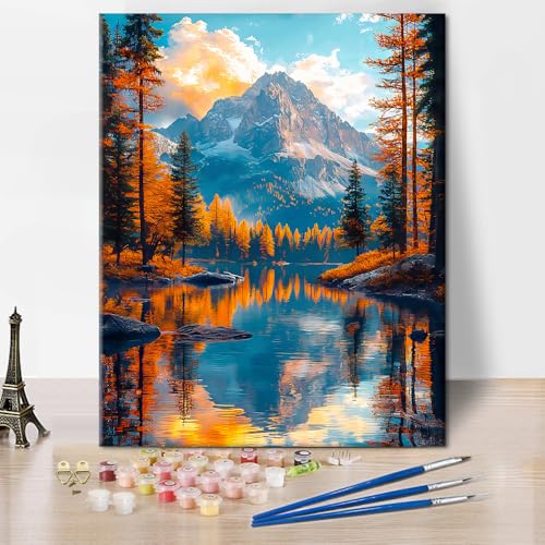 TISHIRON Malen Nach Zahlen Erwachsene Berge Seen Wälder Landschaft Malen-Nach-Zahlen DIY Handgemalt Ölgemälde Kit Mit 3 Pinseln Und Leinwand Kit, 40x50cm TISHIRON Malen Nach Zahlen Erwachsene Berge Seen Wälder Landschaft Malen-Nach-Zahlen DIY Handgemalt Ölgemälde Kit Mit 3 Pinseln Und Leinwand Kit, 40x50cm von TISHIRON
