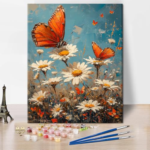 TISHIRON Malen Nach Zahlen Erwachsene Blumen, Schmetterling Blumen Malen Nach Zahlen Kits Auf Leinwand, DIY Handgemaltes Ölgemälde Set, Malen Nach Zahlen Junior Heimdekoration- 16 * 20 Zoll TISHIRON Malen Nach Zahlen Erwachsene Blumen, Schmetterling Blumen Malen Nach Zahlen Kits Auf Leinwand, DIY Handgemaltes Ölgemälde Set, Malen Nach Zahlen Junior Heimdekoration- 16 * 20 Zoll von TISHIRON