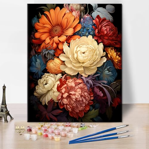 TISHIRON Malen Nach Zahlen Erwachsene Blumen Wallpaper - Buntes Retro Blumen Stickblüten Daisy Erwachsene Gemälde Leinwand 40x50 cm Mit Farbe und Pinsel - für Heimdekoration TISHIRON Malen Nach Zahlen Erwachsene Blumen Wallpaper - Buntes Retro Blumen Stickblüten Daisy Erwachsene Gemälde Leinwand 40x50 cm Mit Farbe und Pinsel - für Heimdekoration von TISHIRON