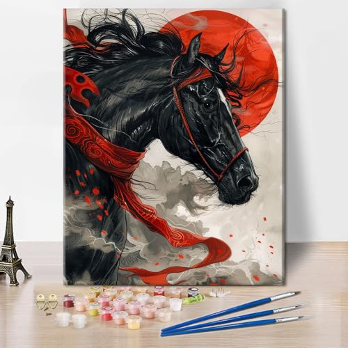 TISHIRON Malen Nach Zahlen Erwachsene Japanische Malerei Malen-Nach-Zahlen Pferd DIY Handgemalt Ölgemälde Kit Mit 3 Pinseln Und Leinwand Kit, 40x50cm TISHIRON Malen Nach Zahlen Erwachsene Japanische Malerei Malen-Nach-Zahlen Pferd DIY Handgemalt Ölgemälde Kit Mit 3 Pinseln Und Leinwand Kit, 40x50cm von TISHIRON