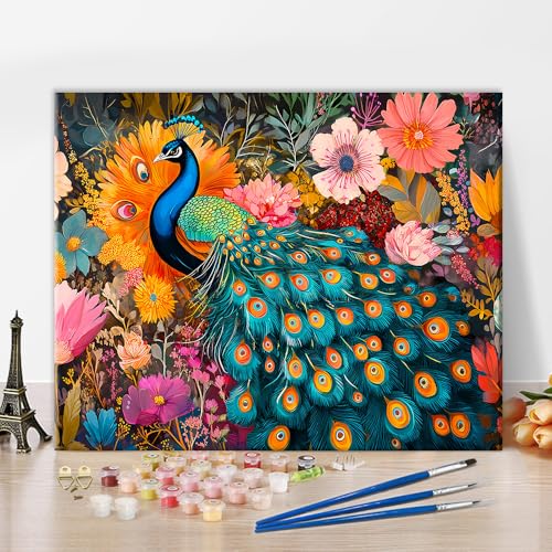 TISHIRON Malen Nach Zahlen Erwachsene Pfau in den Blumen Malen Nach Zahlen Ab 9 Jahre Mädchen DIY Handgemalt Ölgemälde Kit Heimdekorations, 40x50cm TISHIRON Malen Nach Zahlen Erwachsene Pfau in den Blumen Malen Nach Zahlen Ab 9 Jahre Mädchen DIY Handgemalt Ölgemälde Kit Heimdekorations, 40x50cm von TISHIRON