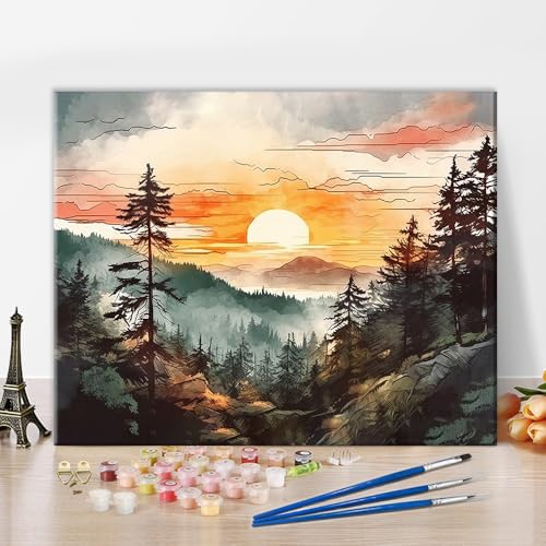 TISHIRON Malen Nach Zahlen Erwachsene Sonnenuntergang in den Bergen, Naturlandschaft DIY Handgemalt Ölgemälde Kits auf Leinwand Geschenk für Frauen Mama Tochter Geburtstag-Ohne Rahmen 40 * 50cm TISHIRON Malen Nach Zahlen Erwachsene Sonnenuntergang in den Bergen, Naturlandschaft DIY Handgemalt Ölgemälde Kits auf Leinwand Geschenk für Frauen Mama Tochter Geburtstag-Ohne Rahmen 40 * 50cm von TISHIRON