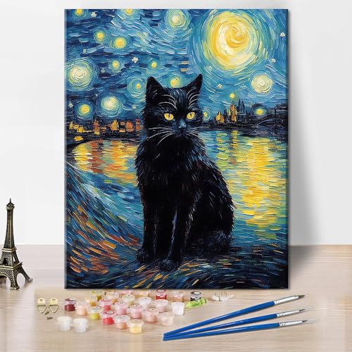 TISHIRON Malen Nach Zahlen Erwachsene Sternenkatze, Katze Malen Nach Zahlen Kits Auf Leinwand, Katze DIY Handgemaltes Ölgemälde Set, Malen Nach Zahlen Junior Heimdekoration- 16 * 20 Zoll TISHIRON Malen Nach Zahlen Erwachsene Sternenkatze, Katze Malen Nach Zahlen Kits Auf Leinwand, Katze DIY Handgemaltes Ölgemälde Set, Malen Nach Zahlen Junior Heimdekoration- 16 * 20 Zoll von TISHIRON