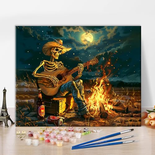 TISHIRON Malen Nach Zahlen Für Erwachsene, Skelett Malen Nach Zahlen Kits DIY Acrylmalerei Für Erwachsene Kinder Malen Nach Zahlen Skelett spielt Gitarre Abstrakte Kunsthandwerk, 16X20 Zoll TISHIRON Malen Nach Zahlen Für Erwachsene, Skelett Malen Nach Zahlen Kits DIY Acrylmalerei Für Erwachsene Kinder Malen Nach Zahlen Skelett spielt Gitarre Abstrakte Kunsthandwerk, 16X20 Zoll von TISHIRON