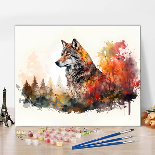 TISHIRON Malen Nach Zahlen Kit Wolf Im Wald Malen Nach Zahlen Für Erwachsene Herbst Saison Wolf ölgemälde Auf Leinwand Kunst Und Handwerk DIY Kits Für Erwachsene Geschenke 40x50cm Ohne Rahmen TISHIRON Malen Nach Zahlen Kit Wolf Im Wald Malen Nach Zahlen Für Erwachsene Herbst Saison Wolf ölgemälde Auf Leinwand Kunst Und Handwerk DIY Kits Für Erwachsene Geschenke 40x50cm Ohne Rahmen von TISHIRON