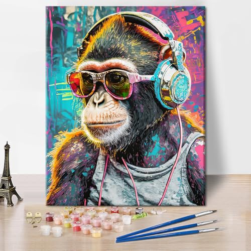 TISHIRON Malen Nach Zahlen Tiere Malen Nach Zahlen Erwachsene DJ Affe Malen-Nach-Zahlen Affe Malen Nach Zahlen Für Erwachsene DIY Malen-Nach-Zahlen Kits Handgemalt Ölgemälde Kit, 40x50cm TISHIRON Malen Nach Zahlen Tiere Malen Nach Zahlen Erwachsene DJ Affe Malen-Nach-Zahlen Affe Malen Nach Zahlen Für Erwachsene DIY Malen-Nach-Zahlen Kits Handgemalt Ölgemälde Kit, 40x50cm von TISHIRON