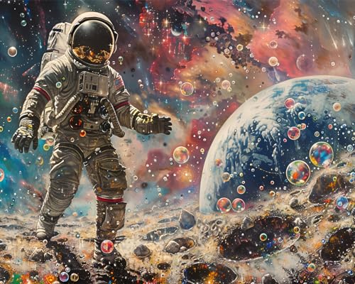 TISHIRON Malen nach Zahlen, Astronauten-Malen-nach-Zahlen-Set für Erwachsene auf Leinwand, bunte Blasen, Galaxie, Malen-nach-Zahlen-Set für Erwachsene und Anfänger, 40,6 x 50,8 cm, flammenlos, Malen TISHIRON Malen nach Zahlen, Astronauten-Malen-nach-Zahlen-Set für Erwachsene auf Leinwand, bunte Blasen, Galaxie, Malen-nach-Zahlen-Set für Erwachsene und Anfänger, 40,6 x 50,8 cm, flammenlos, Malen von TISHIRON