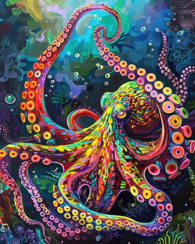 TISHIRON Malen nach Zahlen Erwachsene Anfänger Der Tintenfisch mit Farbige Berührung Digitale Malerei Malen nach Zahlen Kits für Erwachsene Kinder Malerei Kunsthandwerk 16x20inch TISHIRON Malen nach Zahlen Erwachsene Anfänger Der Tintenfisch mit Farbige Berührung Digitale Malerei Malen nach Zahlen Kits für Erwachsene Kinder Malerei Kunsthandwerk 16x20inch von TISHIRON