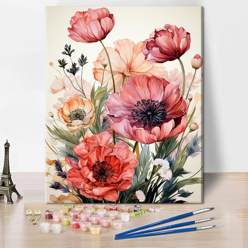 TISHIRON Malen nach Zahlen Erwachsene Junior, Blume Malen nach Zahlen für Erwachsene, Aquarell Blume Malen nach Zahlen,DIY Malen-nach-Zahlen Set Mit 3 Pinseln und knitterfreie leinwand, 40x50cm TISHIRON Malen nach Zahlen Erwachsene Junior, Blume Malen nach Zahlen für Erwachsene, Aquarell Blume Malen nach Zahlen,DIY Malen-nach-Zahlen Set Mit 3 Pinseln und knitterfreie leinwand, 40x50cm von TISHIRON