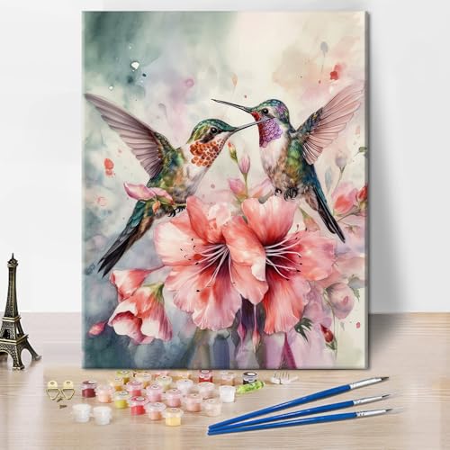TISHIRON Malen nach Zahlen Erwachsene Kolibris Blumen DIY Kunst Set Leinwand Acrylfarben Pinsel Stressabbau Wohnzimmer Deko Kreativgeschenk 40x50 cm TISHIRON Malen nach Zahlen Erwachsene Kolibris Blumen DIY Kunst Set Leinwand Acrylfarben Pinsel Stressabbau Wohnzimmer Deko Kreativgeschenk 40x50 cm von TISHIRON