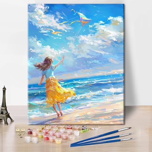 TISHIRON Malen nach Zahlen Erwachsene Mädchen lässt Drachen am Strand steigen Malen nach Zahlen auf Leinwand, Erwachsene Malen-nach-Zahlen, DIY digitales Ölgemälde-Set Malen nach Zahlen, 40X50cm TISHIRON Malen nach Zahlen Erwachsene Mädchen lässt Drachen am Strand steigen Malen nach Zahlen auf Leinwand, Erwachsene Malen-nach-Zahlen, DIY digitales Ölgemälde-Set Malen nach Zahlen, 40X50cm von TISHIRON