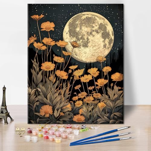 TISHIRON Malen nach Zahlen Erwachsene Mond Blume Malen-nach-Zahlen Set für Erwachsene auf Leinwand Malen Nach Zahlen ab 9 Jahre mädchen DIY Ölgemälde Malen-nach-Zahlen für Erwachsene, 40X50cm TISHIRON Malen nach Zahlen Erwachsene Mond Blume Malen-nach-Zahlen Set für Erwachsene auf Leinwand Malen Nach Zahlen ab 9 Jahre mädchen DIY Ölgemälde Malen-nach-Zahlen für Erwachsene, 40X50cm von TISHIRON