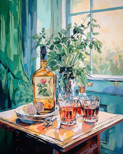 TISHIRON Malen nach Zahlen Erwachsene Whiskey für Erwachsene mit Pinseln Malen nach Zahlen auf Leinwand Acryl Pigment Kunsthandwerk 40 x 50 cm(rahmenlos) von TISHIRON