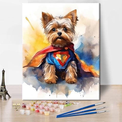 TISHIRON Malen nach Zahlen Erwachsene Yorkshire Terrier Hundeporträt DIY Set mit Leinwand Acrylfarben Pinseln für Haustierliebhaber Wanddekoration 40x50 cm TISHIRON Malen nach Zahlen Erwachsene Yorkshire Terrier Hundeporträt DIY Set mit Leinwand Acrylfarben Pinseln für Haustierliebhaber Wanddekoration 40x50 cm von TISHIRON