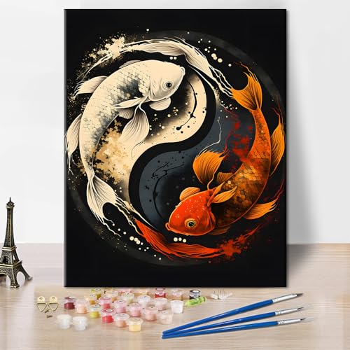 TISHIRON Malen nach Zahlen Erwachsene und Anfänger Yin-Yang-Symbol Koi-Fisch Malen nach Zahlen Junior Malen nach Zahlen-Sets DIY Malen nach Zahlen für Erwachsene mit Pinseln,40x50cm TISHIRON Malen nach Zahlen Erwachsene und Anfänger Yin-Yang-Symbol Koi-Fisch Malen nach Zahlen Junior Malen nach Zahlen-Sets DIY Malen nach Zahlen für Erwachsene mit Pinseln,40x50cm von TISHIRON