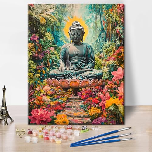 TISHIRON Malen nach Zahlen Kit für Erwachsene Buddha Gemälde Erwachsene Malen nach Zahlen Kits auf Leinwand Buddha Zwischen Blumen Malen nach Zahlen Kit für Erwachsene Vintage Kunsthandwerk TISHIRON Malen nach Zahlen Kit für Erwachsene Buddha Gemälde Erwachsene Malen nach Zahlen Kits auf Leinwand Buddha Zwischen Blumen Malen nach Zahlen Kit für Erwachsene Vintage Kunsthandwerk von TISHIRON