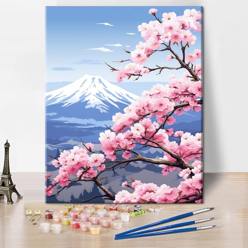 TISHIRON Malen nach Zahlen Kit rosa Kirschblüten Malen nach Zahlen rosa Sakura Malen nach Zahlen Kit für Erwachsene schöne Kirschblüten Berg DIY Ölmalerei Kunsthandwerk, 40x50 CM TISHIRON Malen nach Zahlen Kit rosa Kirschblüten Malen nach Zahlen rosa Sakura Malen nach Zahlen Kit für Erwachsene schöne Kirschblüten Berg DIY Ölmalerei Kunsthandwerk, 40x50 CM von TISHIRON