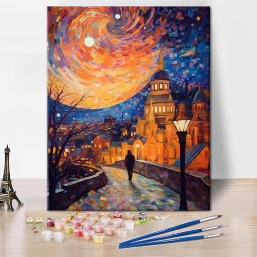 TISHIRON Malen nach Zahlen Schöne Stadt bei Nacht Malen nach Zahlen für Erwachsene, Mosaik Farbe Stil Ölmalerei Kit, Stadt Malen nach Zahlen Kit mit Pinseln und Pigment für Home Decor, 40x50 CM TISHIRON Malen nach Zahlen Schöne Stadt bei Nacht Malen nach Zahlen für Erwachsene, Mosaik Farbe Stil Ölmalerei Kit, Stadt Malen nach Zahlen Kit mit Pinseln und Pigment für Home Decor, 40x50 CM von TISHIRON