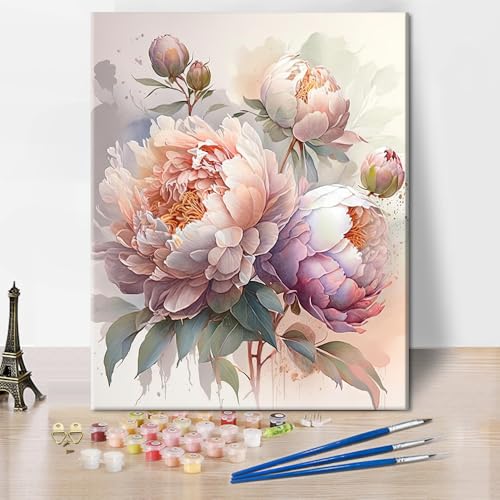 TISHIRON Malen nach Zahlen Set - Pfingstrosen in Ölmalerei-Stil, 40x50 cm Blumen-Kunst für Erwachsene & Anfänger, inkl. Pinsel & Acrylfarben für elegante Wanddekoration TISHIRON Malen nach Zahlen Set - Pfingstrosen in Ölmalerei-Stil, 40x50 cm Blumen-Kunst für Erwachsene & Anfänger, inkl. Pinsel & Acrylfarben für elegante Wanddekoration von TISHIRON