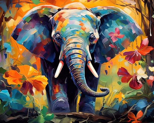 TISHIRON Malen nach Zahlen Set für Erwachsene, Baby-Elefant mit Farbspritzern, DIY Malen nach Zahlen für Anfänger zur Heimdeko 40x50 cm TISHIRON Malen nach Zahlen Set für Erwachsene, Baby-Elefant mit Farbspritzern, DIY Malen nach Zahlen für Anfänger zur Heimdeko 40x50 cm von TISHIRON