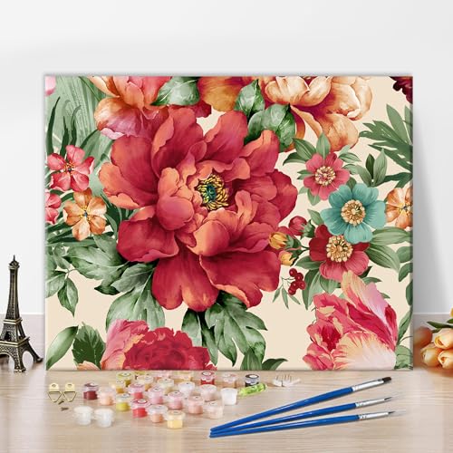 TISHIRON Malen nach Zahlen-Set für Erwachsene, Rosen-Pfingstrose, Malen nach Zahlen für Erwachsene, Paisleymuster, abstrakte Landschaft, Ölgemälde mit Pinseln, Malen nach Zahlen, Kunsthandwerk für TISHIRON Malen nach Zahlen-Set für Erwachsene, Rosen-Pfingstrose, Malen nach Zahlen für Erwachsene, Paisleymuster, abstrakte Landschaft, Ölgemälde mit Pinseln, Malen nach Zahlen, Kunsthandwerk für von TISHIRON