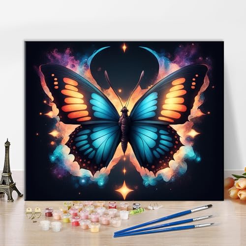 TISHIRON Malen nach Zahlen-Set für Erwachsene, Schmetterling in verschiedenen Farben Digitale Malerei Erwachsenen Farbtafel Set auf Leinwand, für Erwachsene Anfänger für Heimdeko 40 X 50cm TISHIRON Malen nach Zahlen-Set für Erwachsene, Schmetterling in verschiedenen Farben Digitale Malerei Erwachsenen Farbtafel Set auf Leinwand, für Erwachsene Anfänger für Heimdeko 40 X 50cm von TISHIRON