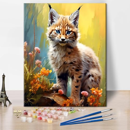 TISHIRON Malen-nach-Zahlen-Set für Erwachsene, niedliches mehrfarbiges Baby Luchs, Malen nach Zahlen, bunte Tiere, Erwachsene, Malen-nach-Zahlen-Set mit Pinseln und Acrylpigmenten, 40,6 x 50,8 cm, TISHIRON Malen-nach-Zahlen-Set für Erwachsene, niedliches mehrfarbiges Baby Luchs, Malen nach Zahlen, bunte Tiere, Erwachsene, Malen-nach-Zahlen-Set mit Pinseln und Acrylpigmenten, 40,6 x 50,8 cm, von TISHIRON