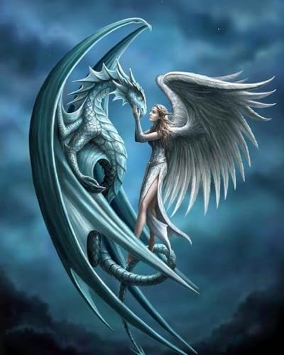 TISHIRON Malen nach Zahlen Set für Erwachsene – Fantasy-Drache und Kriegerprinzessin, Farbe nach Zahlen, ungerahmte Leinwand, DIY-Kunstprojekt für erwachsene Anfänger, 40x50 cm TISHIRON Malen nach Zahlen Set für Erwachsene – Fantasy-Drache und Kriegerprinzessin, Farbe nach Zahlen, ungerahmte Leinwand, DIY-Kunstprojekt für erwachsene Anfänger, 40x50 cm von TISHIRON