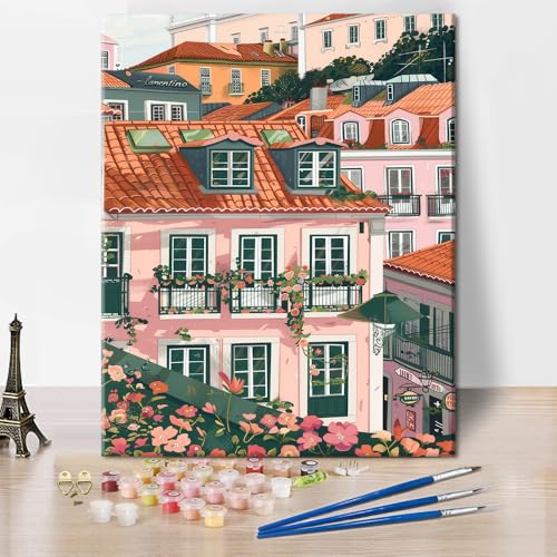 TISHIRON Malen nach Zahlen Vintage Malen nach Zahlen Nation Landschaft Malen nach Zahlen für Anfänger Bunte Häuser in Lissabon, Portugal Erwachsene Malen nach Zahlen Kits Kunsthandwerk, 40x50 CM TISHIRON Malen nach Zahlen Vintage Malen nach Zahlen Nation Landschaft Malen nach Zahlen für Anfänger Bunte Häuser in Lissabon, Portugal Erwachsene Malen nach Zahlen Kits Kunsthandwerk, 40x50 CM von TISHIRON