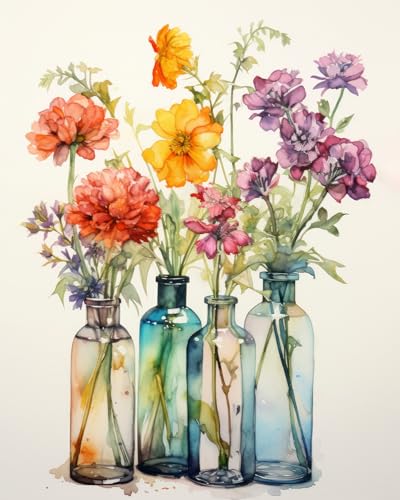 TISHIRON Malen nach Zahlen für Erwachsene, Blumen in Vasen DIY Ölgemälde nach Zahlen auf Leinwand Blumenkunsthandwerk mit Pinseln Acrylfarben für Kinder, Wohnkultur 16"x20", rahmenlos TISHIRON Malen nach Zahlen für Erwachsene, Blumen in Vasen DIY Ölgemälde nach Zahlen auf Leinwand Blumenkunsthandwerk mit Pinseln Acrylfarben für Kinder, Wohnkultur 16"x20", rahmenlos von TISHIRON