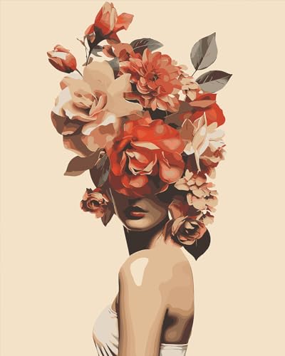 TISHIRON Malen nach Zahlen für Erwachsene und Anfänger - Frau mit Blumen, Ölgemälde - Heimdekoration, Kunsthandwerk 40,6 x 50,8 cm TISHIRON Malen nach Zahlen für Erwachsene und Anfänger - Frau mit Blumen, Ölgemälde - Heimdekoration, Kunsthandwerk 40,6 x 50,8 cm von TISHIRON