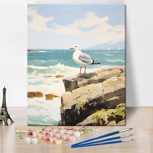 TISHIRON Malen nach Zahlen für Erwachsene, Möwe DIY Malen nach Zahlen, Möwe stehend auf dem Felsen am Meer Malen nach Zahlen Kits Kunstwerk ohne Rahmen Malen nach Zahlen für Home Decor 16x20 Inch TISHIRON Malen nach Zahlen für Erwachsene, Möwe DIY Malen nach Zahlen, Möwe stehend auf dem Felsen am Meer Malen nach Zahlen Kits Kunstwerk ohne Rahmen Malen nach Zahlen für Home Decor 16x20 Inch von TISHIRON