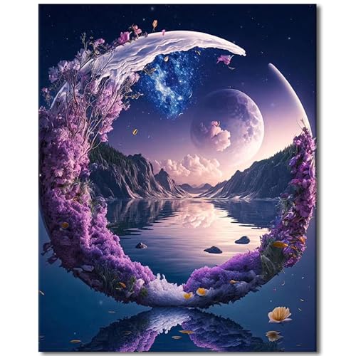 TISHIRON Malen nach Zahlen für Erwachsene, Mond, Ölgemälde nach Zahlen auf Leinwand, Blumenkunst, Basteln mit Pinseln, Acrylfarben für Kinder, Heimdekoration, Malerei, Geschenk, 40,6 x 50,8 cm, TISHIRON Malen nach Zahlen für Erwachsene, Mond, Ölgemälde nach Zahlen auf Leinwand, Blumenkunst, Basteln mit Pinseln, Acrylfarben für Kinder, Heimdekoration, Malerei, Geschenk, 40,6 x 50,8 cm, von TISHIRON